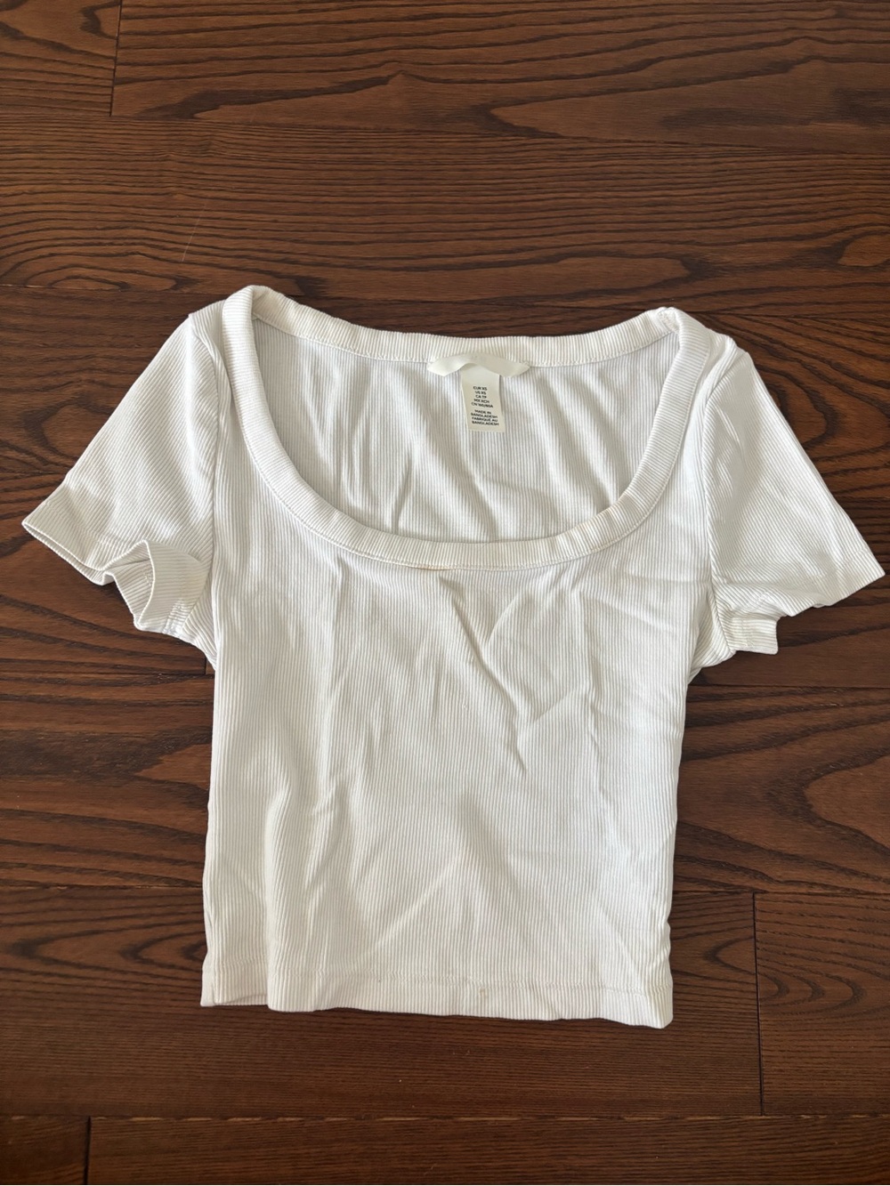 H&M White Ribbed Scoop Crop Top